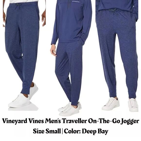 VINEYARD VINES On-the-go Joggers Men’s size Small Deep Bay Blue TN State Tristar - Picture 2 of 11